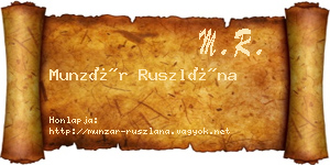 Munzár Ruszlána névjegykártya